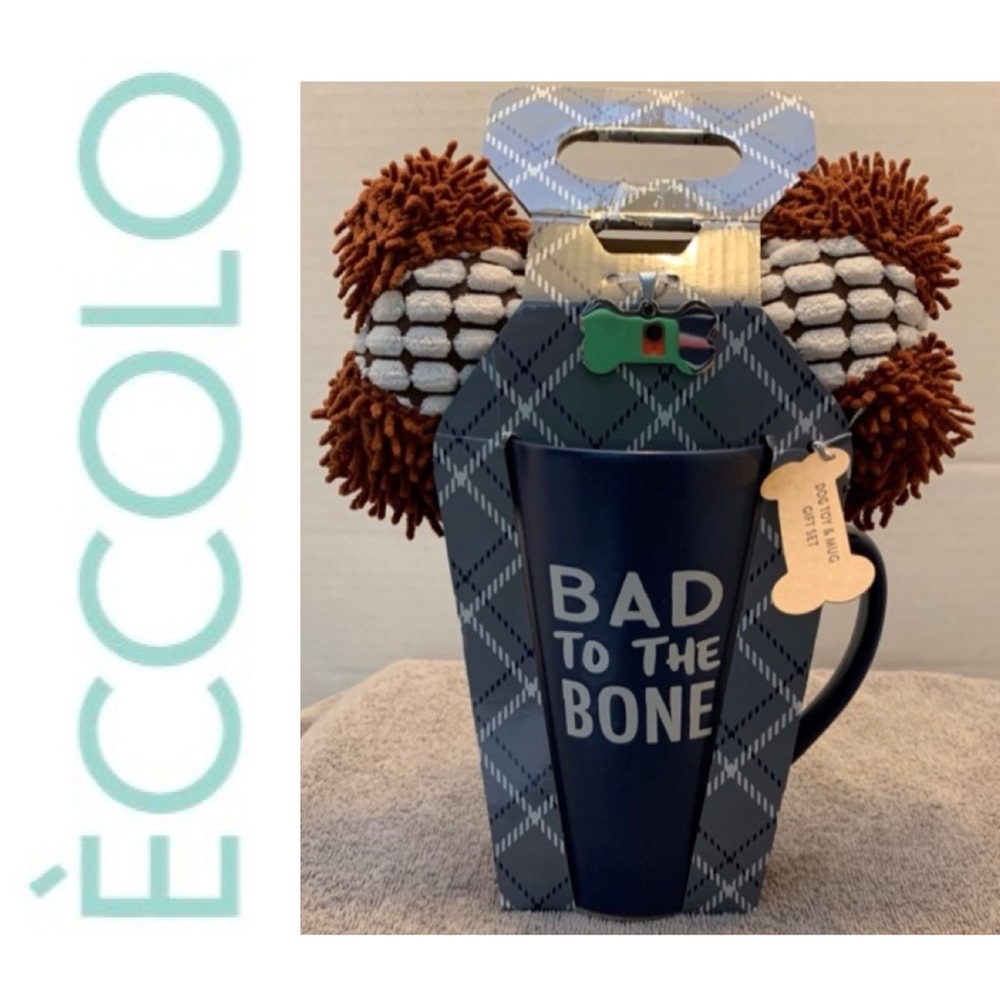 🌺 BAD TO THE BONE Gift Mug & Dog Toy NWT
